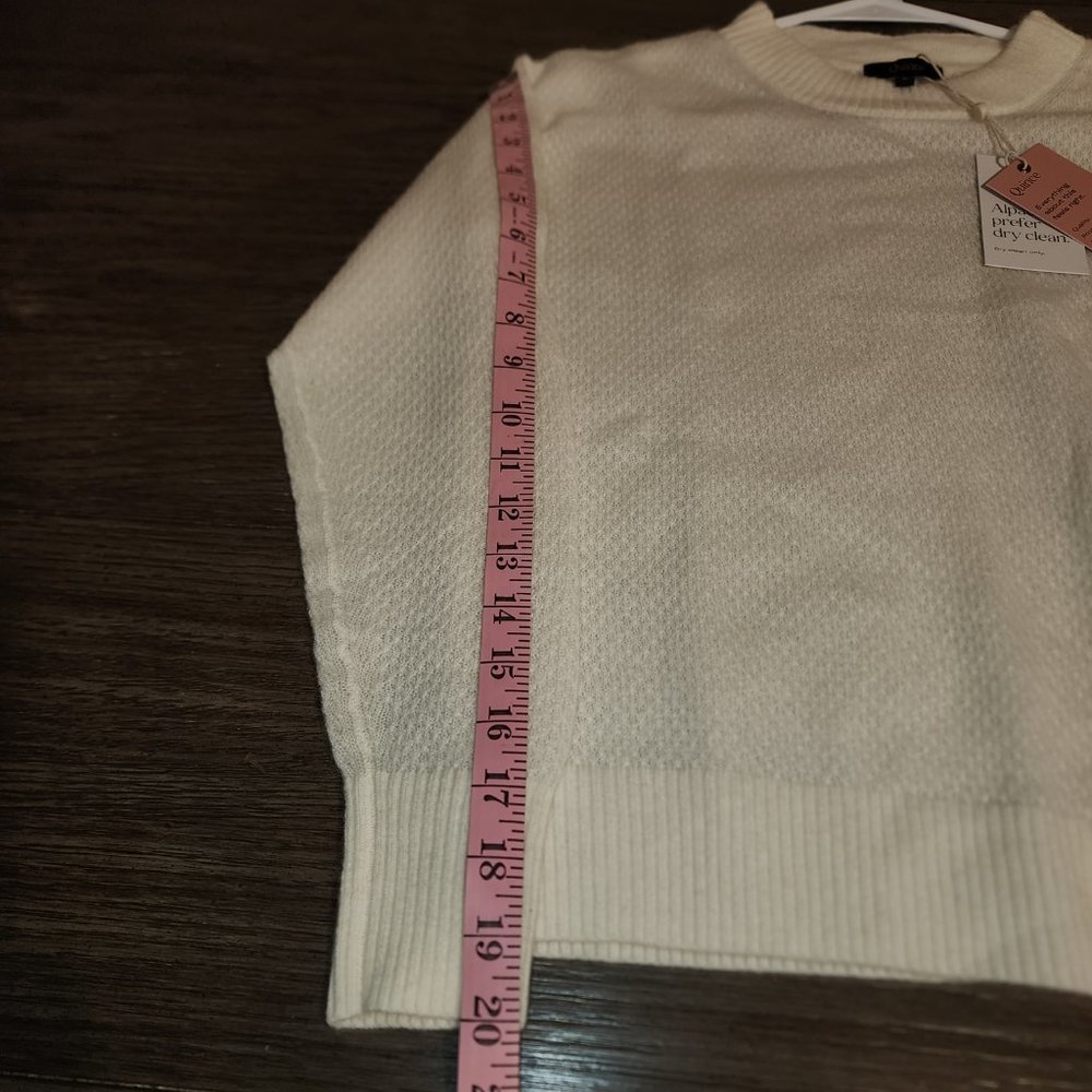 Quince Baby Alpaca-Wool Diamond Stitch Crew NWT White Small - Picture 3 of 8